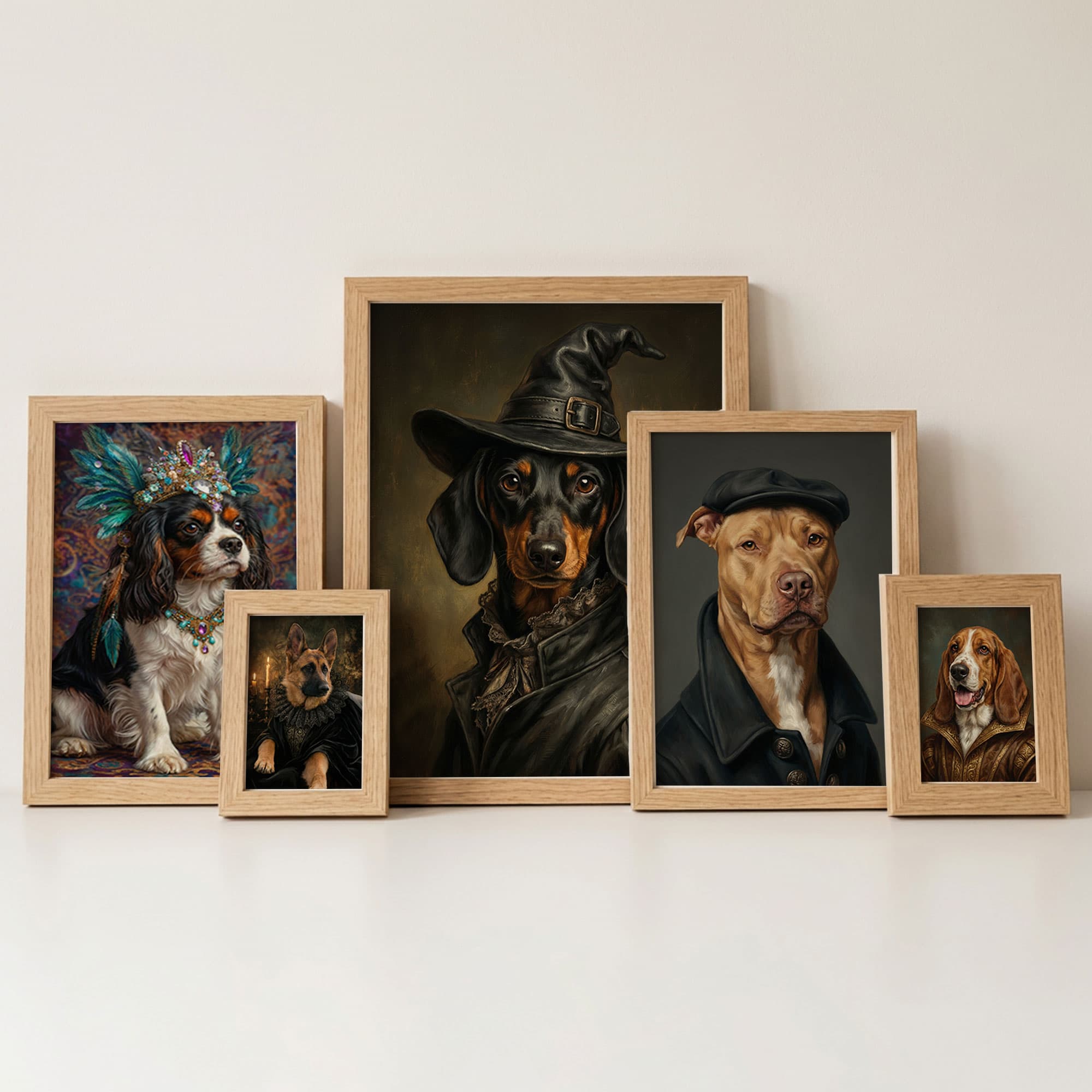 Funny Pet Portrait in Costume, Custom Dog Cat Painting